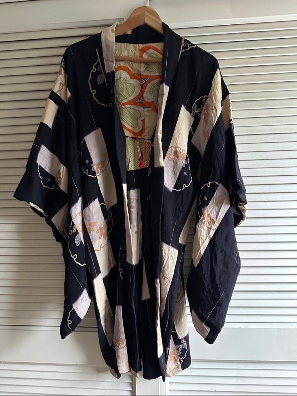 Vintage Japanese Woman’s Printed Silk Haori Kimono Coat